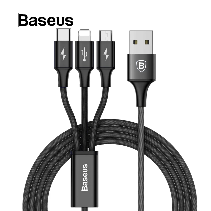 Baseus USB Type C Cable 3 in 1 for iPhone X 8 7 6 Micro USB Cable 2 in 1 Cable for Samsung s9 3A Fast Charging Cord for Huaiwei
Baseus USB Type C Cable 3 in 1 for iPhone X 8 7 6 Micro USB Cable 2 in 1 Cable for Samsung s9 3A Fast Charging Cord for Huaiwei