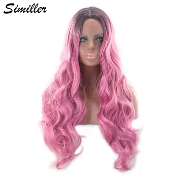 Similler High Temperature Fiber Long Curly Hair Synthetic Wigs for Women Cosplay Black Root Rose Red Ombre Color Wig 
Similler High Temperature Fiber Long Curly Hair Synthetic Wigs for Women Cosplay Black Root Rose Red Ombre Color Wig