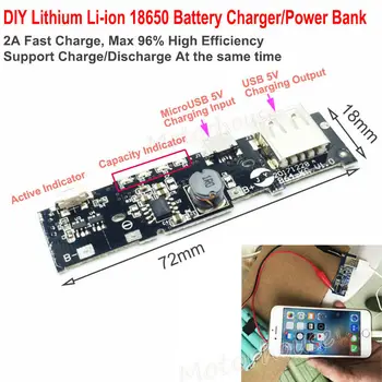 5V 2A USB Li-ion Lithium 18650 Battery Fast Charger Discharge Module DIY Power Bank
5V 2A USB Li-ion Lithium 18650 Battery Fast Charger Discharge Module DIY Power Bank