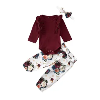 3PCS Set Newborn Baby Girls Clothing Set Tracksuit Romper Jumpsuit Tops Floral Pants Headband Outfits Clothes Set 3-18Months
3PCS Set Newborn Baby Girls Clothing Set Tracksuit Romper Jumpsuit Tops Floral Pants Headband Outfits Clothes Set 3-18Months