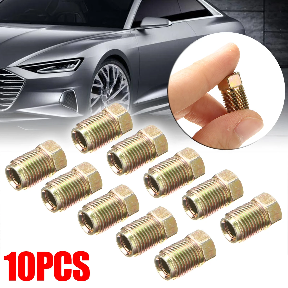 10pcs/set10mm x 1mm Male Short Brake Pipe Screw Nuts for 3/16 Inch Metric Braking Tubes Nuts Bolts Accessories