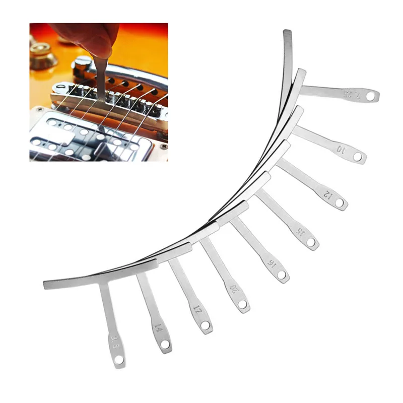 

9pcs/set Understring Radius Gauge Rubber Fret Set for Guitar and Bass Setup Metal Guitar Luthier Tools CY02