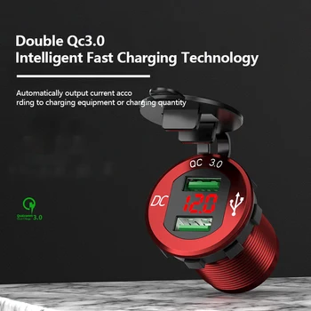Car Dual USB QC 3.0 Car Charger Aluminum Socket Power Outlet Charger With Digital Voltage Display For 12V/24V Car Motorcycle
Car Dual USB QC 3.0 Car Charger Aluminum Socket Power Outlet Charger With Digital Voltage Display For 12V/24V Car Motorcycle