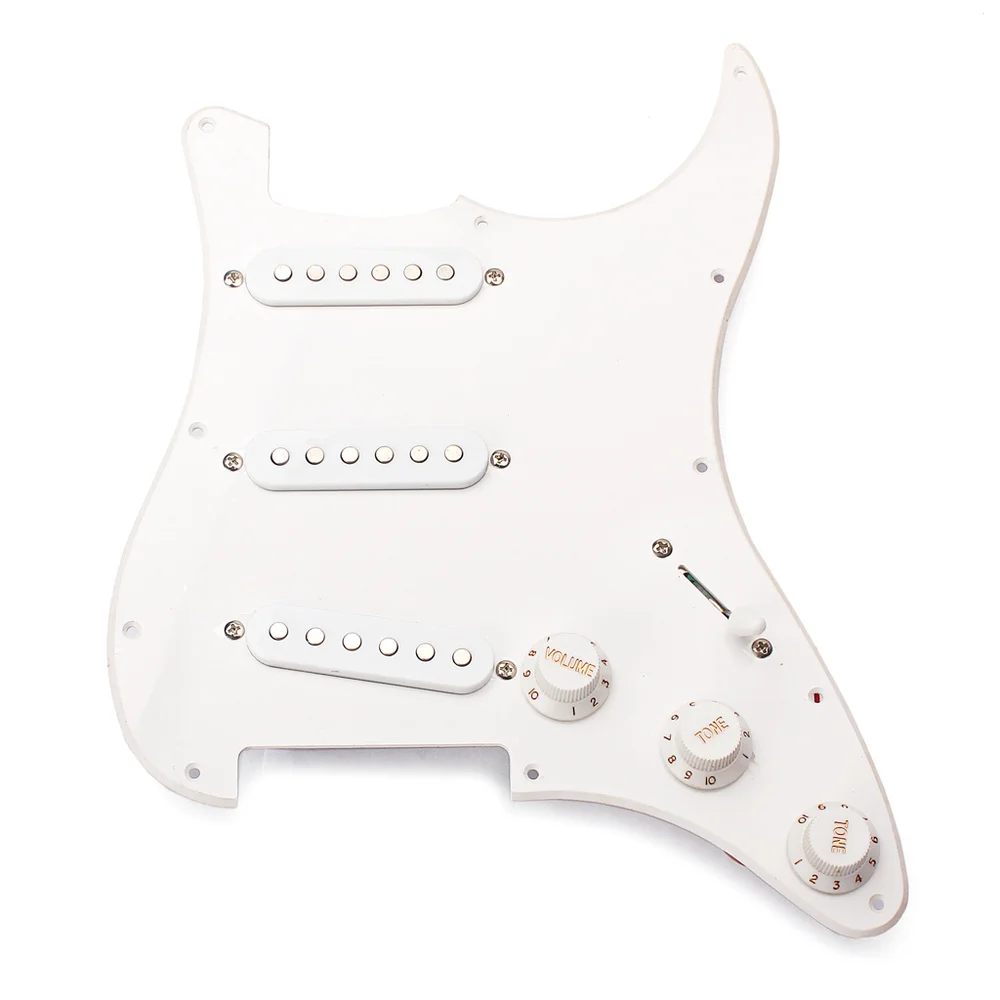 White Pearl Single SSS Cover Guard Loaded Prewired Pickguard Scratchplate Circuit Assembly for Electric Guitar with SSS Pickup
White Pearl Single SSS Cover Guard Loaded Prewired Pickguard Scratchplate Circuit Assembly for Electric Guitar with SSS Pickup