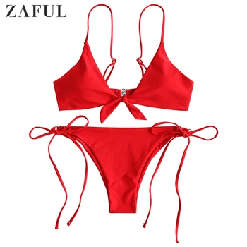 

ZAFUL Knotted String Bikinis Set Sexy Swimwear Women 2020 Mujer Tie Side Padded Biquini Ladies Cami Bathing Suit Swimsuit Bikini
