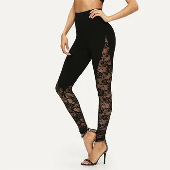 Black Sexy Elegant Sheer Floral Lace Insert Skinny Leggings Summer Women Pants
Black Sexy Elegant Sheer Floral Lace Insert Skinny Leggings Summer Women Pants