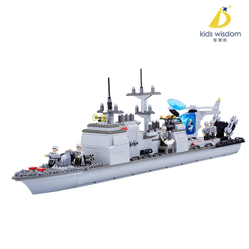 Wisdom Sail CHILDREN'S Toy Creative Military Aircraft Carrier Model Sea Fleet Small Particles Assembled Building Blocks