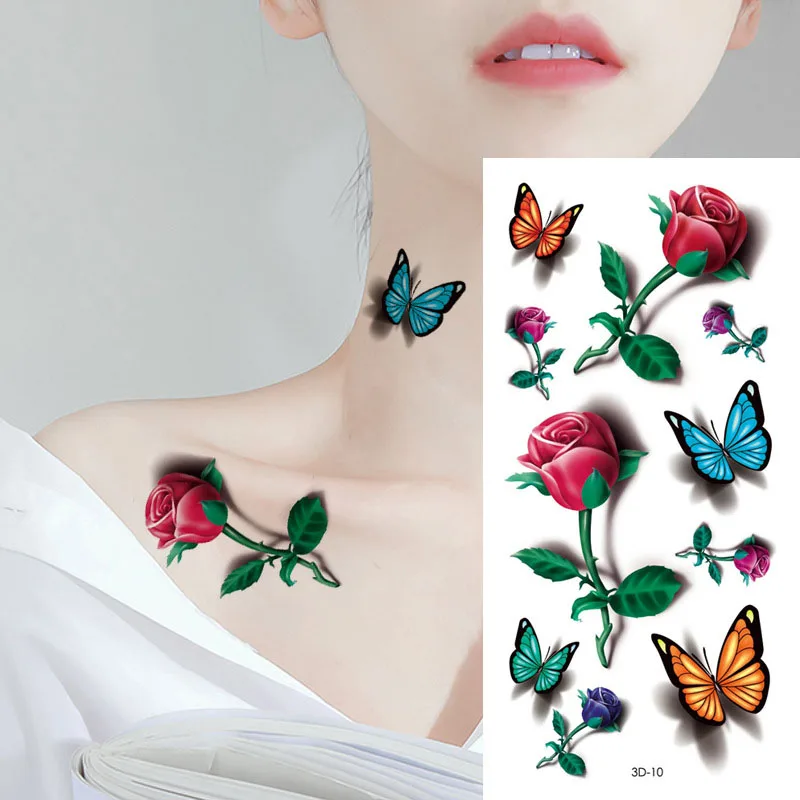3D Waterproof Temporary Color Tattoo Stickers Butterfly Flowers Shoulder DIY Body Art Decorations for Woman Fake Tattoos
3D Waterproof Temporary Color Tattoo Stickers Butterfly Flowers Shoulder DIY Body Art Decorations for Woman Fake Tattoos