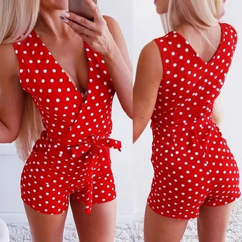 2020 Summer New Sleeveless Summer Beach Polka Cot Printed Shahes Playsuits Sexy Deep V Neck Women Fashion Jumpsuit
2020 Summer New Sleeveless Summer Beach Polka Cot Printed Shahes Playsuits Sexy Deep V Neck Women Fashion Jumpsuit
