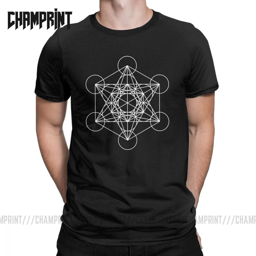 Футболка Metatron's Cube мужская с забавным геометрическим принтом священной мандалы