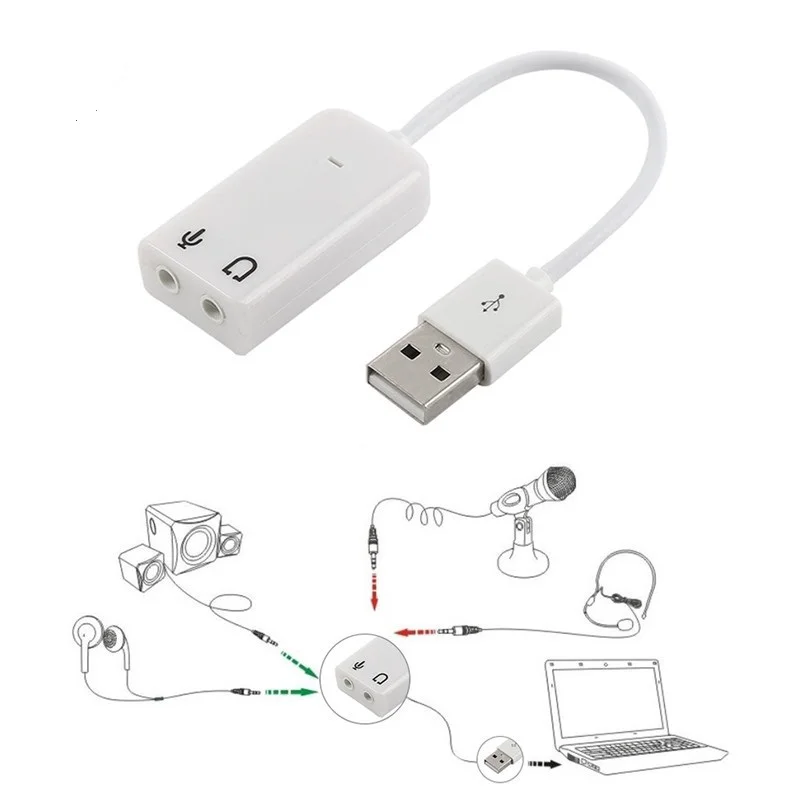 USB Sound Card Virtual 7.1 3D External USB Audio Adapter USB to Jack 3.5mm Earphone Micphone Sound Card for Laptop Notebook PC
USB Sound Card Virtual 7.1 3D External USB Audio Adapter USB to Jack 3.5mm Earphone Micphone Sound Card for Laptop Notebook PC