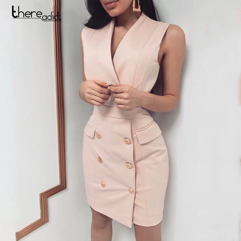 Thereadict Formal Button Summer Autumn White Dress Women Sleeveless Pocket Sexy Dress Elegant Mini Party Dress Clothes 2019
Thereadict Formal Button Summer Autumn White Dress Women Sleeveless Pocket Sexy Dress Elegant Mini Party Dress Clothes 2019