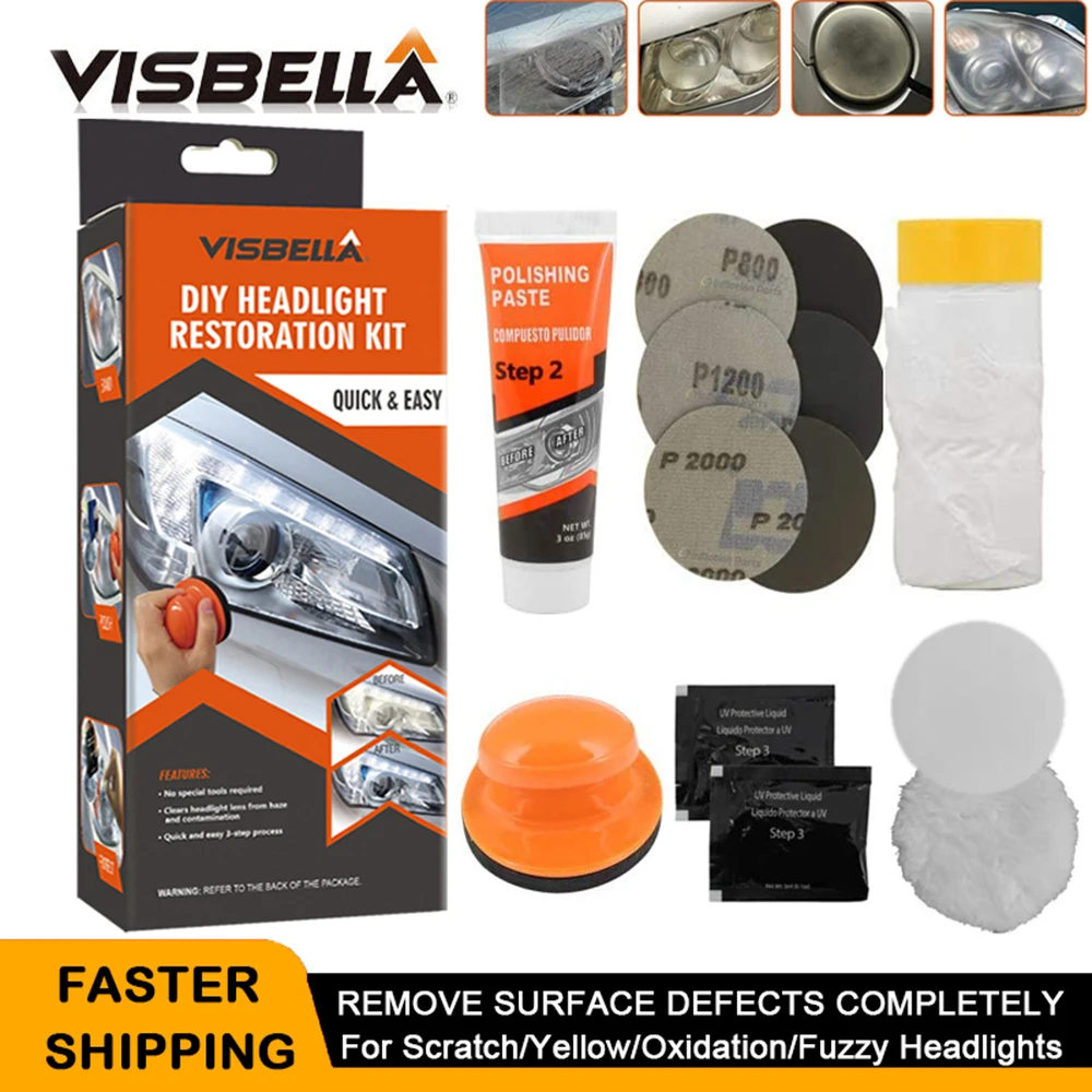 VISBELLA Headlight Restoration Polishing Kits Headlamp Less Clean Paste Systems Wash Head Lamps Brightener Refurbish Paint Care
VISBELLA Headlight Restoration Polishing Kits Headlamp Less Clean Paste Systems Wash Head Lamps Brightener Refurbish Paint Care