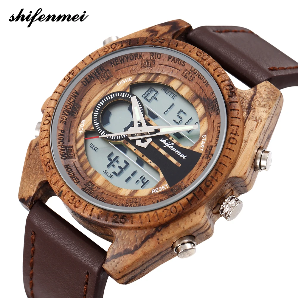 Shifenmei Watches mens 2019 Wood Quartz Watch with Leather Strap Bamboo Dual Time Digital Watch for Women Men Watches Top Brand
Shifenmei Watches mens 2019 Wood Quartz Watch with Leather Strap Bamboo Dual Time Digital Watch for Women Men Watches Top Brand