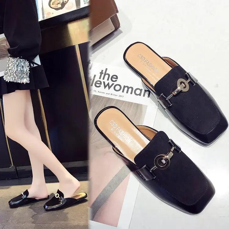 2019 Spring New Style Korean-style Square Head Metal Buckle Classic Style Low Chunky Heel Outer Wear Slipper Closed-toe Slipper
2019 Spring New Style Korean-style Square Head Metal Buckle Classic Style Low Chunky Heel Outer Wear Slipper Closed-toe Slipper