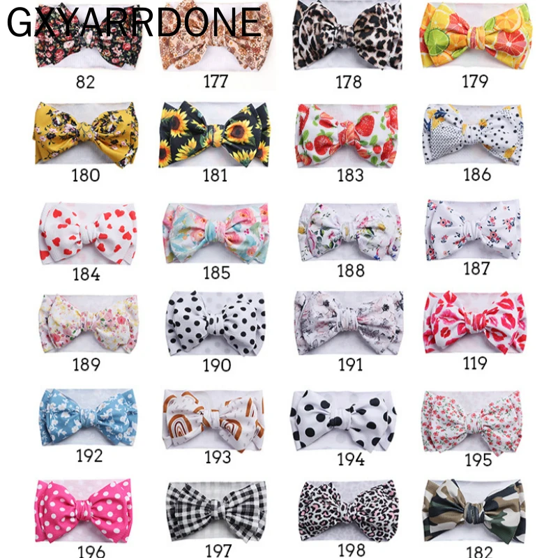 

24pcs/lot Baby Girl Headband Flower Printed Elastic Newborn Headbands Hairband For Girls Bows Kids Turban Baby Hair Accessories