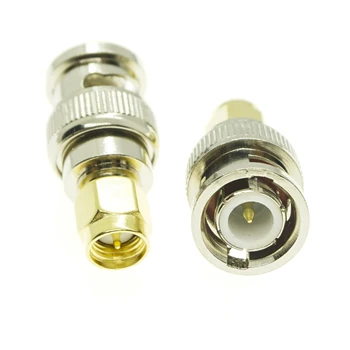 

BNC To SMA Connector Socket Brooches Q9 BNC Male to SMA Male Plug Nickel Plated Brass Straight Coaxial RF Adapters