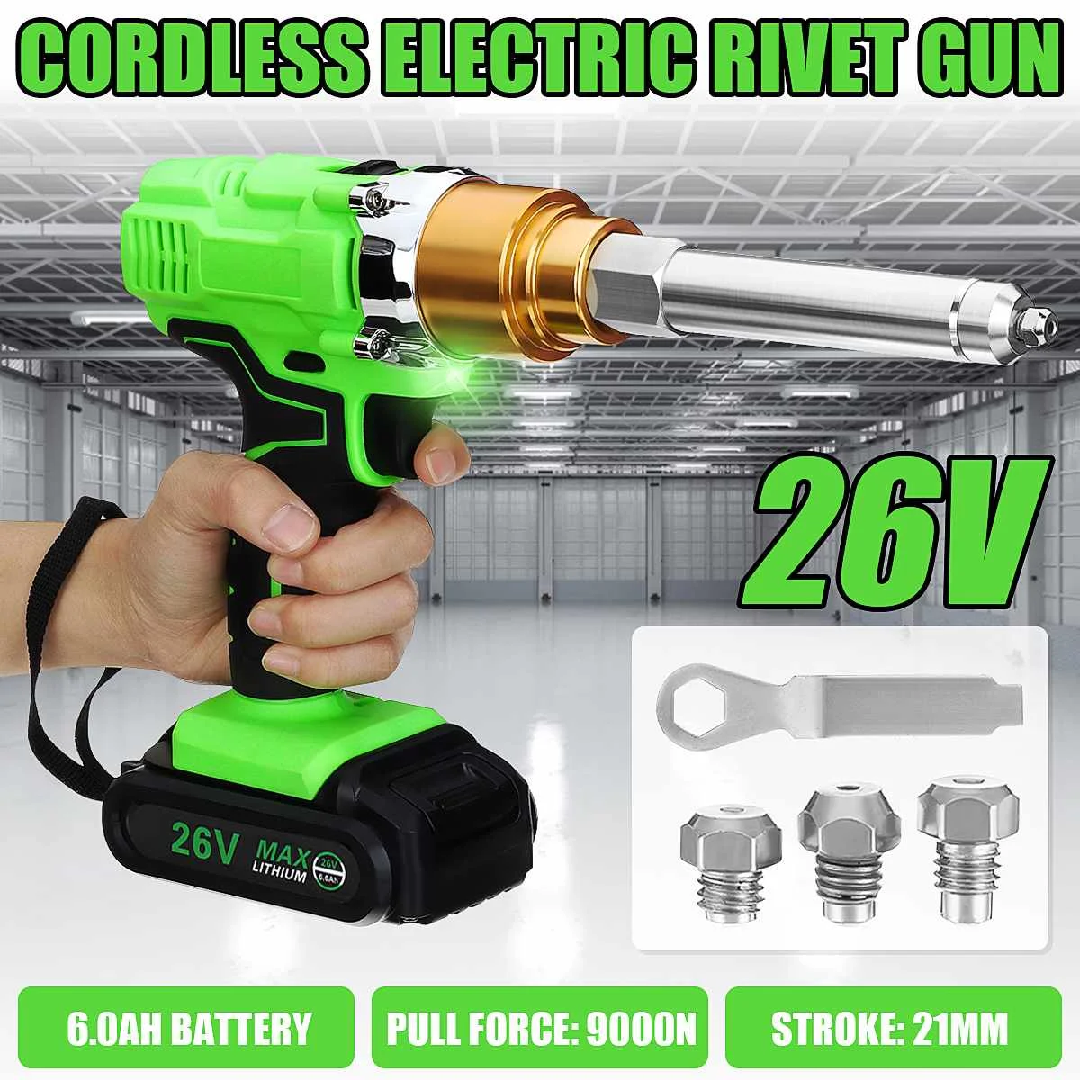 26V Cordless Electric Rivet Gun 2.1mm Portable Electric Blind Riveter Screwdriver Rvet Nut With LED Light Rechargeable Battery
26V Cordless Electric Rivet Gun 2.1mm Portable Electric Blind Riveter Screwdriver Rvet Nut With LED Light Rechargeable Battery
