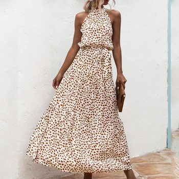 Summer Elegant Sexy long Dress belt Women 2020 Fashion Print Flowers Polka-dot strap Ladies Halter boho dress women vestidos 
Summer Elegant Sexy long Dress belt Women 2020 Fashion Print Flowers Polka-dot strap Ladies Halter boho dress women vestidos