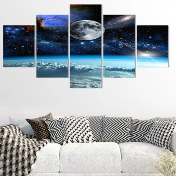HD Printed 5 Pieces Canvas Art Space Universe Moon Stars Painting Modular Framed Canvas Home Decor Poster For Living Room 
HD Printed 5 Pieces Canvas Art Space Universe Moon Stars Painting Modular Framed Canvas Home Decor Poster For Living Room