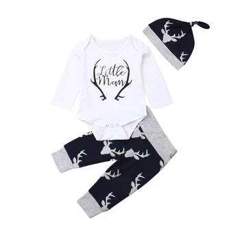 2019 autumn Toddler Baby girls boys clothes 3pcs Newborn Baby Infant Boys Letter Romper Jumpsuit Reindeer Pants Outfits Set
2019 autumn Toddler Baby girls boys clothes 3pcs Newborn Baby Infant Boys Letter Romper Jumpsuit Reindeer Pants Outfits Set