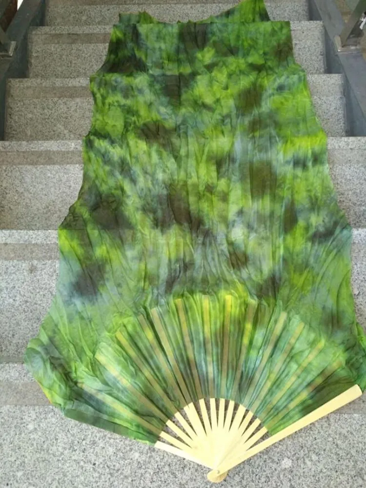 Фото Professional Neilos Belly Dance Silk Fan Veils Black Flower Green Background Dacing Long Fans Multi Size Free Shipping | Тематическая