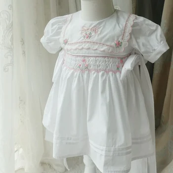 Baby Girl Summer vintage Spanish White smocked Princess Dress puff sleeve England Princess Dress for kids
Baby Girl Summer vintage Spanish White smocked Princess Dress puff sleeve England Princess Dress for kids