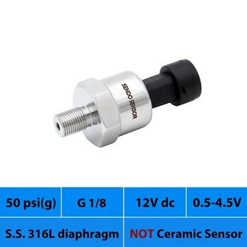 0 50psi, fuel pressure transducer, 12V to 30V, 24V supply, signal 0.5 4.5V, G1 8 thread, stainless steel 316L diaphragm, IP65
0 50psi, fuel pressure transducer, 12V to 30V, 24V supply, signal 0.5 4.5V, G1 8 thread, stainless steel 316L diaphragm, IP65