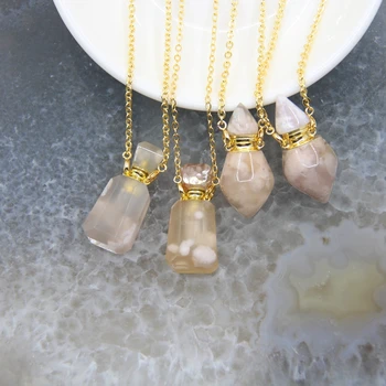 Natural Sakura Agates Perfume Bottle Pendants Necklaces,Pink Gems Stone Quartz Essential Oil Diffuser Vial Charms Jewelry Gifts
Natural Sakura Agates Perfume Bottle Pendants Necklaces,Pink Gems Stone Quartz Essential Oil Diffuser Vial Charms Jewelry Gifts