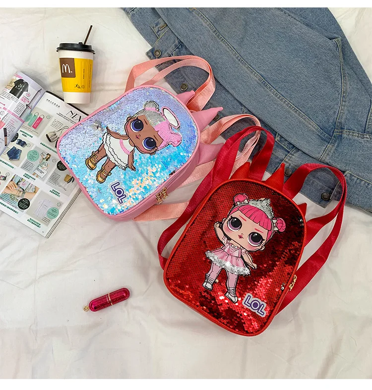 Nuevo LOL Surprise Dolls mochila escolar chica lindo doble hombro bolsos PU moda viaje mochilas con lentejuelas regalo Nuevo LOL Surprise Dolls mochila escolar chica lindo doble hombro bolsos PU moda viaje mochilas con lentejuelas regalo