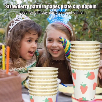 40pcs Paper Plate Disposable Tableware Set Strawberry Pattern Cups Tray Tissue For Wedding Birthday Decoration Party Supplies
40pcs Paper Plate Disposable Tableware Set Strawberry Pattern Cups Tray Tissue For Wedding Birthday Decoration Party Supplies