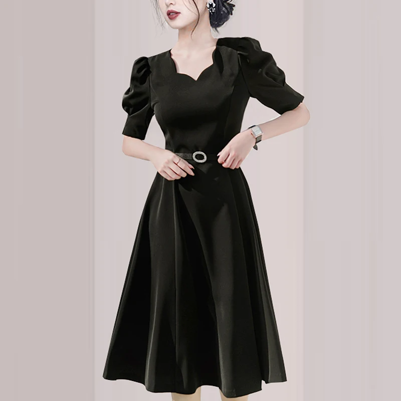 Hepburn Style Office Ladies Black Belt Dress 2021 Summer Women High Quality V Neck Puff Sleeve Vestidos Casual Ball Gown Dress
Hepburn Style Office Ladies Black Belt Dress 2021 Summer Women High Quality V Neck Puff Sleeve Vestidos Casual Ball Gown Dress