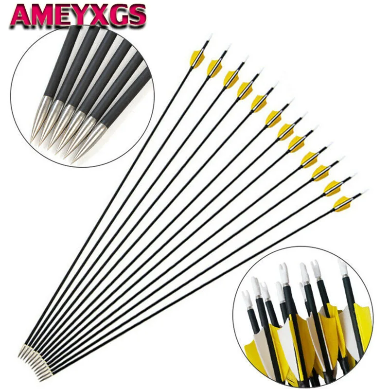 12Pcs 31" Archery Carbon Arrows Spine 1000 with 2" Turkey Feathers Target Carbon Arrow For Outdoor Shooting Hunting Accessories
12Pcs 31" Archery Carbon Arrows Spine 1000 with 2" Turkey Feathers Target Carbon Arrow For Outdoor Shooting Hunting Accessories