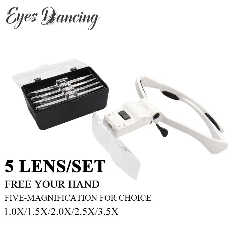 Eyelash Extension 5Lens Magnifying Glass Adjustable Headband Magnifier With LED Light Magnifying Glasses For Individual Lashes
Eyelash Extension 5Lens Magnifying Glass Adjustable Headband Magnifier With LED Light Magnifying Glasses For Individual Lashes