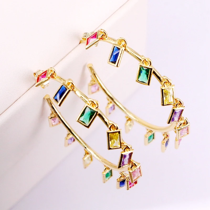 2Pairs, Rainbow Gold/Silver color Geometric Crystal Zirconia Charms Stud Earring Colorful Micro Pave CZ New Girl Women Jewelry
2Pairs, Rainbow Gold/Silver color Geometric Crystal Zirconia Charms Stud Earring Colorful Micro Pave CZ New Girl Women Jewelry