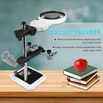 Magnifier with Warm and Cold Color Temperature LED Light 3.5X 5.25X Magnifier Soldering Helping Hand Auxiliary Clamp Alligator C
Magnifier with Warm and Cold Color Temperature LED Light 3.5X 5.25X Magnifier Soldering Helping Hand Auxiliary Clamp Alligator C