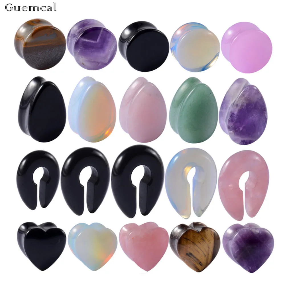 

Guemcal 1 пара камень ухо Вилки датчики серьги, штекер уха, пирсинг для тоннелей на теле расширитель Женская Для мужчин ювелирные изделия для пирсинга