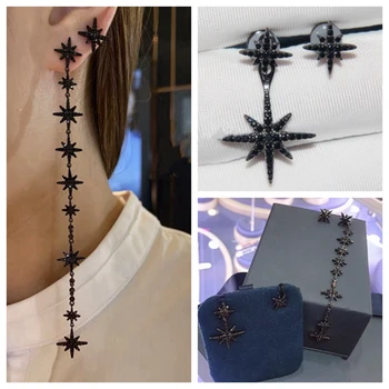 Top Quality S925 Cubic Zirconia Stars Fine Long Earrings Black Gun Asymmetric Stud Earring Women Fine May Series Jewelry
Top Quality S925 Cubic Zirconia Stars Fine Long Earrings Black Gun Asymmetric Stud Earring Women Fine May Series Jewelry