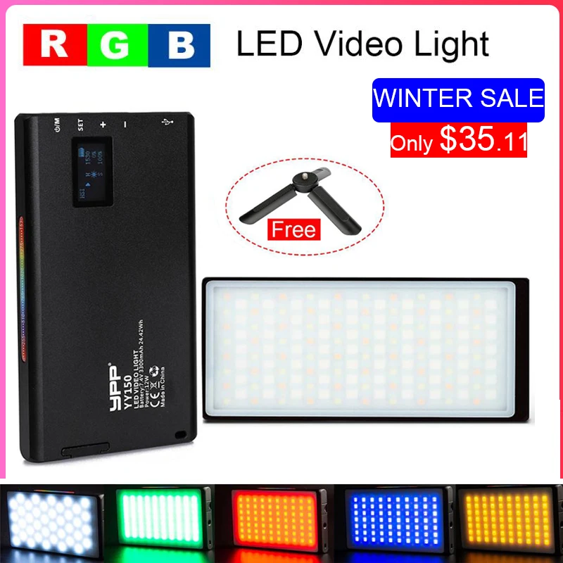 YY150 Full Color RGB LED Video Light Dimmable On Camera Photography Lighting Video Studio Lamp for DSLR Camera Light Vlogging
YY150 Full Color RGB LED Video Light Dimmable On Camera Photography Lighting Video Studio Lamp for DSLR Camera Light Vlogging