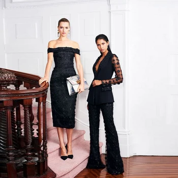 Black Two Piece Set Fashion Design Evening Party Jumpsuit Women Celebrity Sexy V Neck Long Sleeve Casual Jumpsuit Wholesale 2019 
Black Two Piece Set Fashion Design Evening Party Jumpsuit Women Celebrity Sexy V Neck Long Sleeve Casual Jumpsuit Wholesale 2019