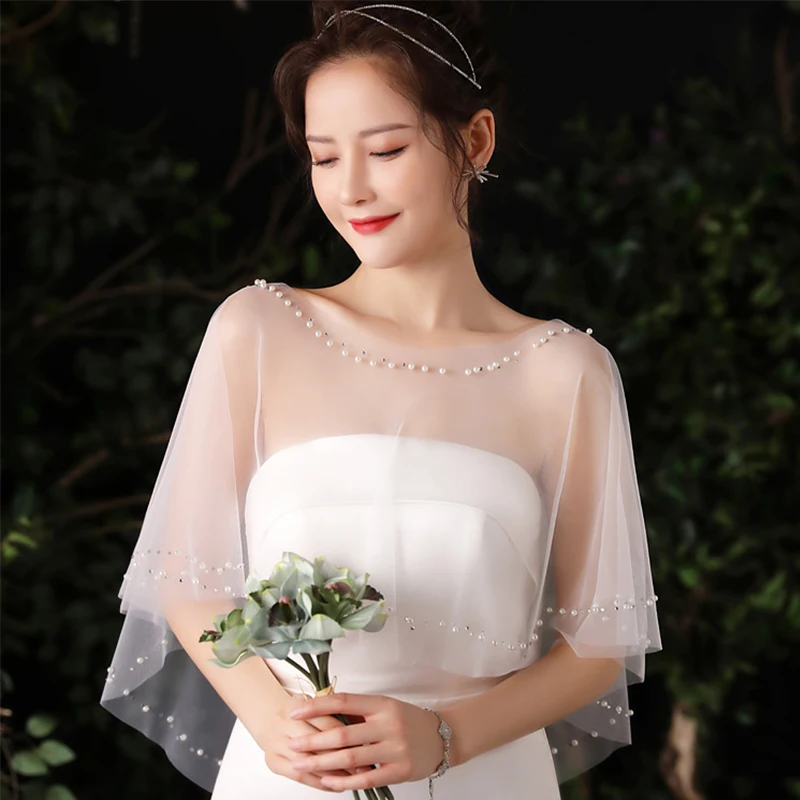 Wedding Accessories Bolero Femme Bridal Cloak Pearls Beaded Wedding Cape Dress Bride Robe Women Wrap Cape Evening Wrap Shawl
Wedding Accessories Bolero Femme Bridal Cloak Pearls Beaded Wedding Cape Dress Bride Robe Women Wrap Cape Evening Wrap Shawl