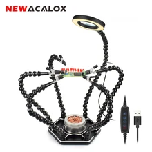 NEWACALOX Soldering Helping Hands Third Hand Soldering PCB Holder Tool with USB Flashlight Magnifying Glass Welding Station Tool
NEWACALOX Soldering Helping Hands Third Hand Soldering PCB Holder Tool with USB Flashlight Magnifying Glass Welding Station Tool