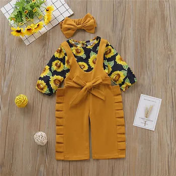 0-24M Baby Girls Clothes Set Sun Flower Long Sleeve T-Shirt For Girls Yellow Overalls Girls Jumpsuits Toddler Set Baby Outfits
0-24M Baby Girls Clothes Set Sun Flower Long Sleeve T-Shirt For Girls Yellow Overalls Girls Jumpsuits Toddler Set Baby Outfits