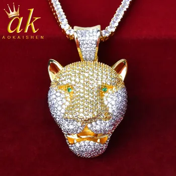 Leopard Head Zircon Men Chain Pendnat Gold Color Hip Hop Jewelry Pendant Green Eye Animal Rock Street
Leopard Head Zircon Men Chain Pendnat Gold Color Hip Hop Jewelry Pendant Green Eye Animal Rock Street