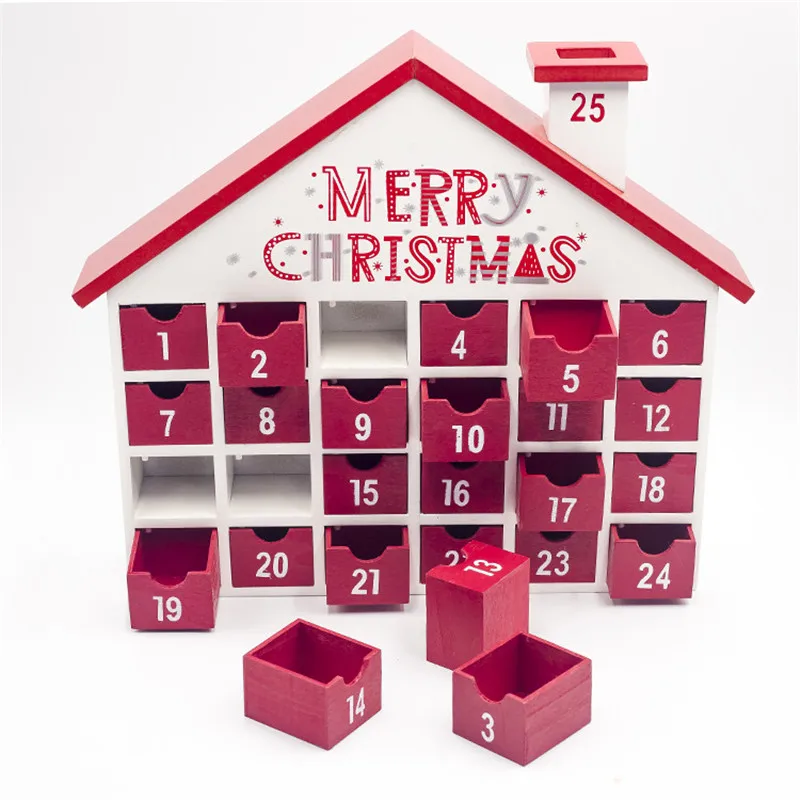 Wooden Christmas Printed Advent Calendar Storage Box with Drawers Wood House Shape Countdown Calendar Boxes Home Xams Decoration
Wooden Christmas Printed Advent Calendar Storage Box with Drawers Wood House Shape Countdown Calendar Boxes Home Xams Decoration