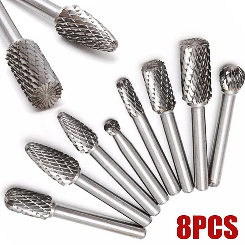 8pcs/set Drill Bit Set 6mm Tungsten Carbide Burr Bits Rotary Files Alloy CNC Engraving Set Power Tool for Carpentry One Grinding
8pcs/set Drill Bit Set 6mm Tungsten Carbide Burr Bits Rotary Files Alloy CNC Engraving Set Power Tool for Carpentry One Grinding