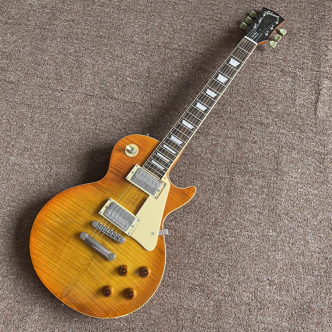 Стандартная электрическая гитара Sunburst color tiger flame top ручная работа 6 выступлений