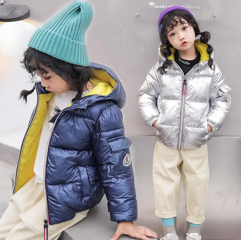 

Children Winter Jacket For Kids Girls Silver Gold Pink Boys Casual Hooded Coat Baby Clothing Outwear Kids Parka Jacket Snowsuit