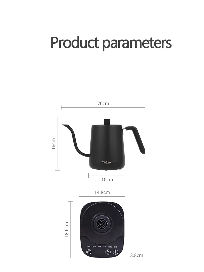 110V/220V Electric Kettle Gooseneck Hand Brew Coffee Pot Dechlorination Teapot Heat Presertion Kettle Touch Control Water Bolier 110V/220V Electric Kettle Gooseneck Hand Brew Coffee Pot Dechlorination Teapot Heat Presertion Kettle Touch Control Water Bolier