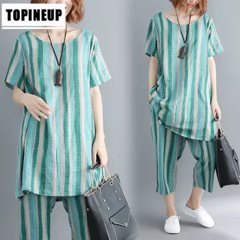 Loose Leisure New Arrived Striped Short-Sleeved Suit Top + Pants Round Neck Polyester Tops And Comfortable Pant With Pocket
Loose Leisure New Arrived Striped Short-Sleeved Suit Top + Pants Round Neck Polyester Tops And Comfortable Pant With Pocket